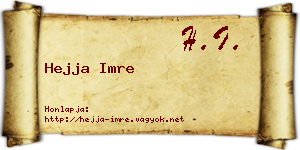 Hejja Imre névjegykártya
